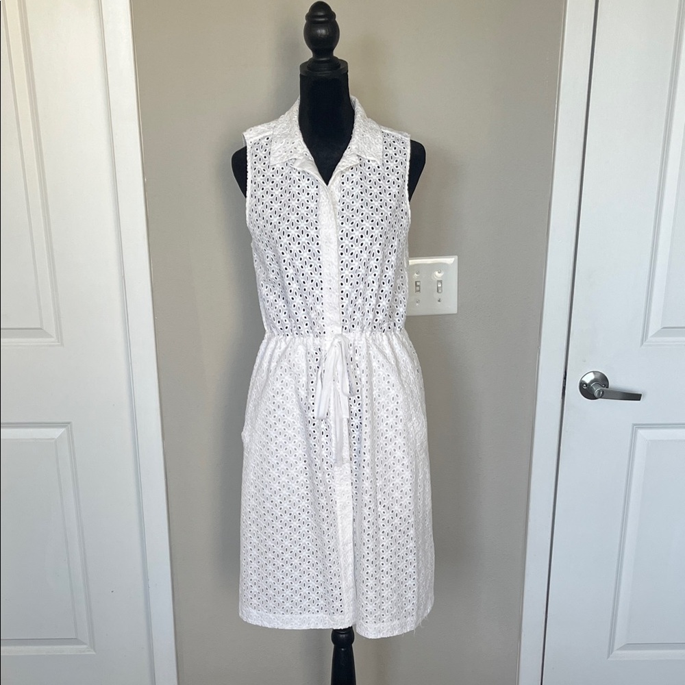 Club Monaco White Eyelet Midi Dress